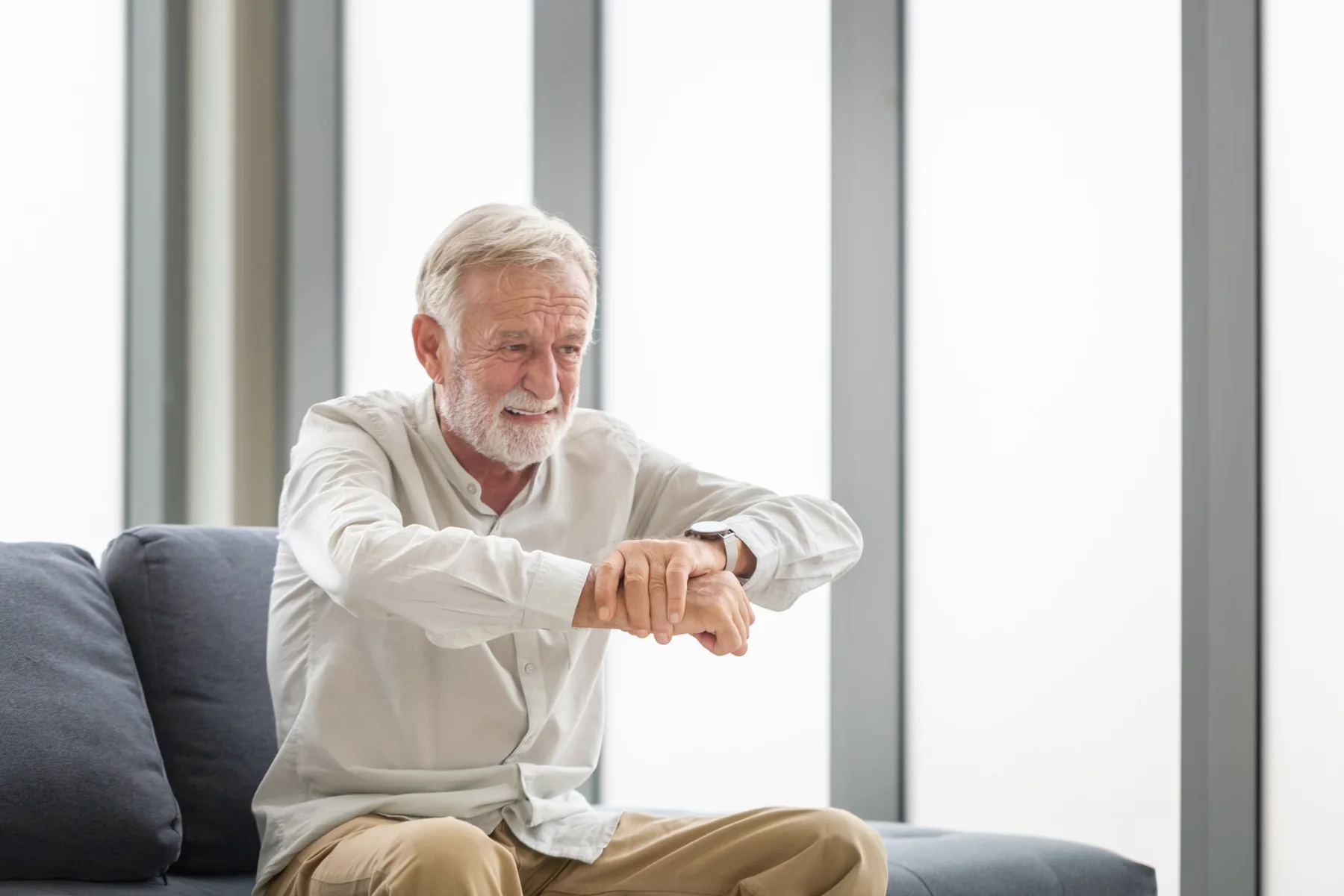 Older man receiving support at home