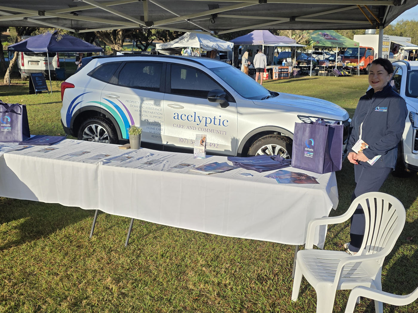 Acclyptic Care and Community stall at a local Gympie market